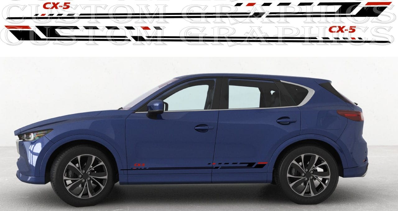 Blue SUV with CX-5 decals on a white background