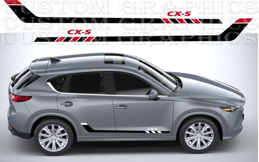 Silver SUV with custom graphics and 'CX-5' branding on a gray background