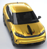 Yellow car with black accents on a light gray background