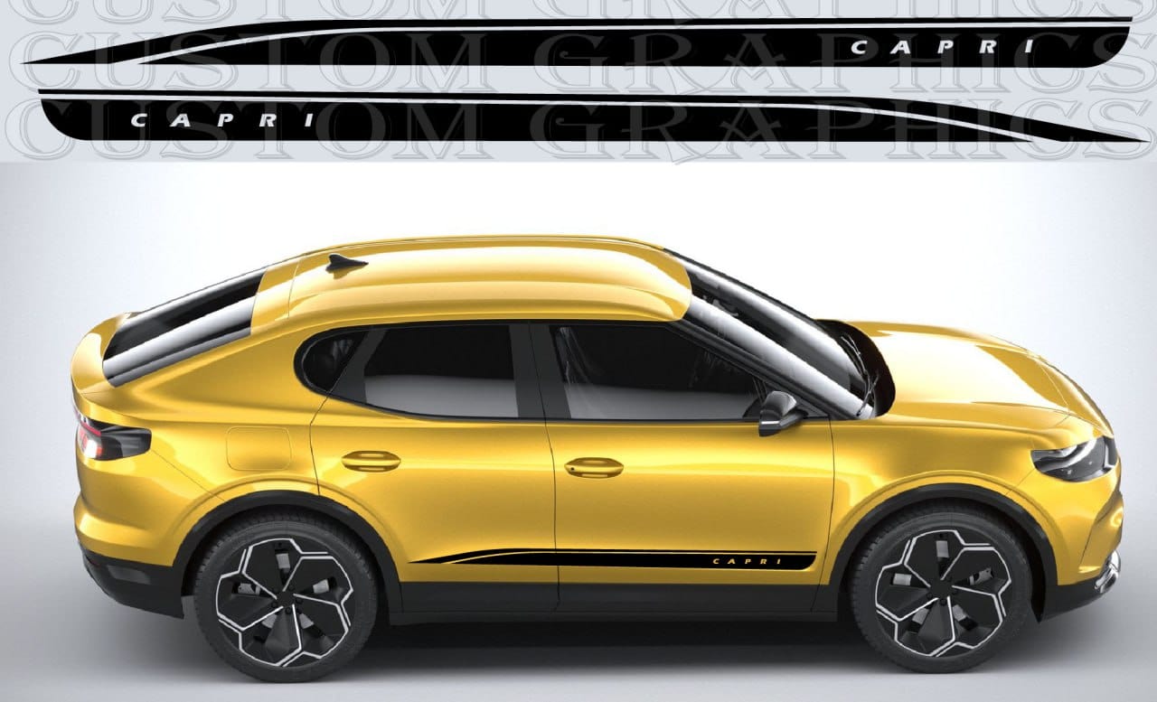 Yellow SUV Custom Stripe Decals for Ford Capri – Premium Vinyl Stickers NOT OEM

