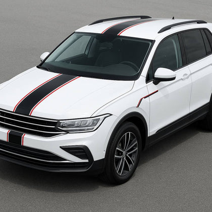 Autocollant de capot en vinyle de qualité supérieure compatible avec le style de conception du nom VW Tiguan