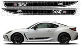White sports car with racing decals on a white background