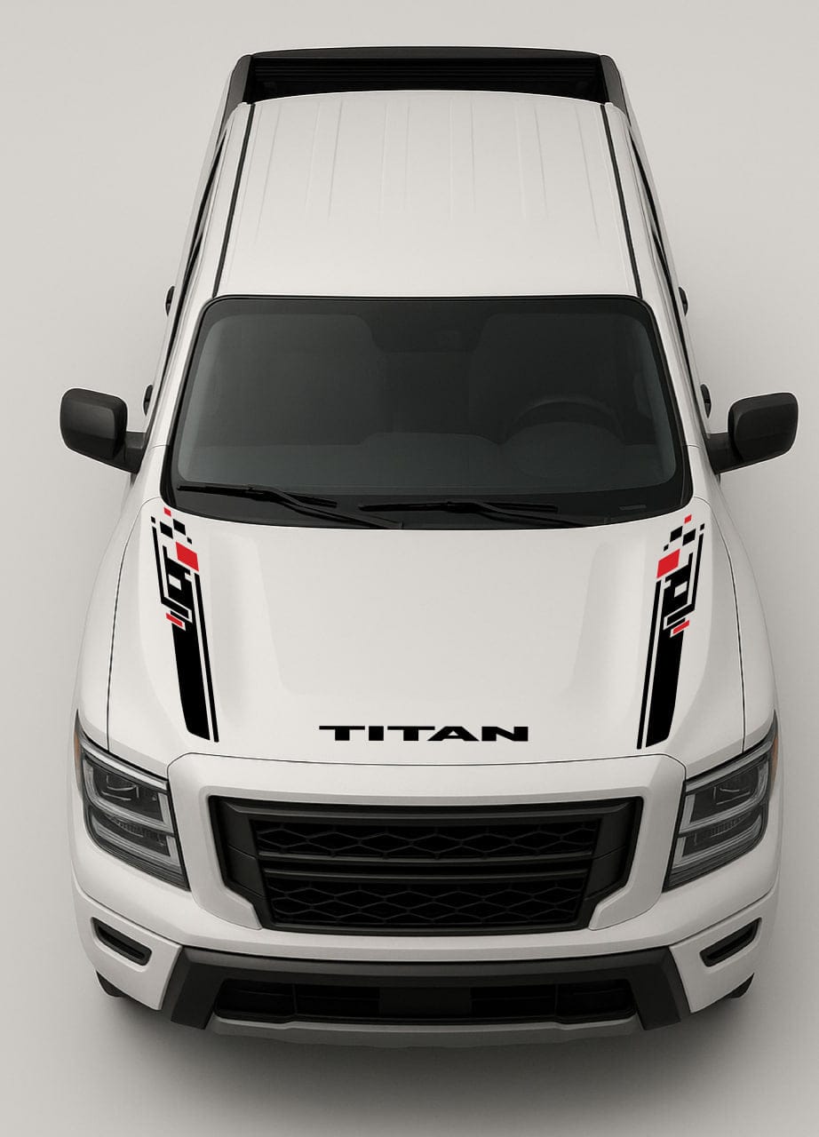 Your Text Hood Line Graphic Compatible with Nissan Titan – High-Quality