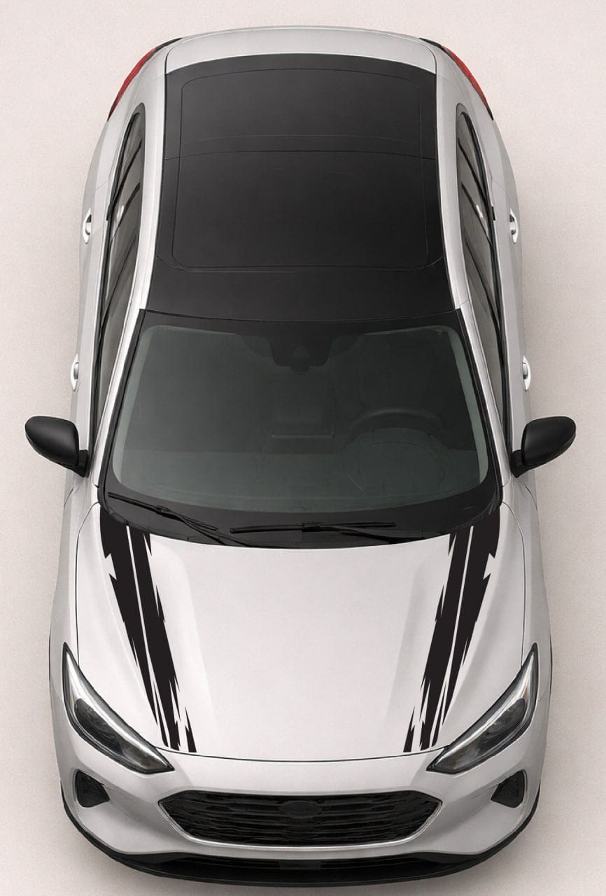 Top-down view of a silver car on a white background