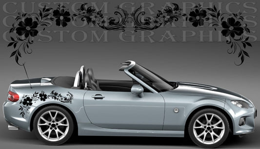 Elegant floral branch decals for Mazda MX-5 rear fenders