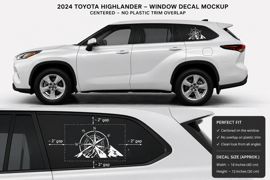 Autocollant en vinyle de qualité supérieure pour fenêtre compatible avec le design Toyota Highlander Compass