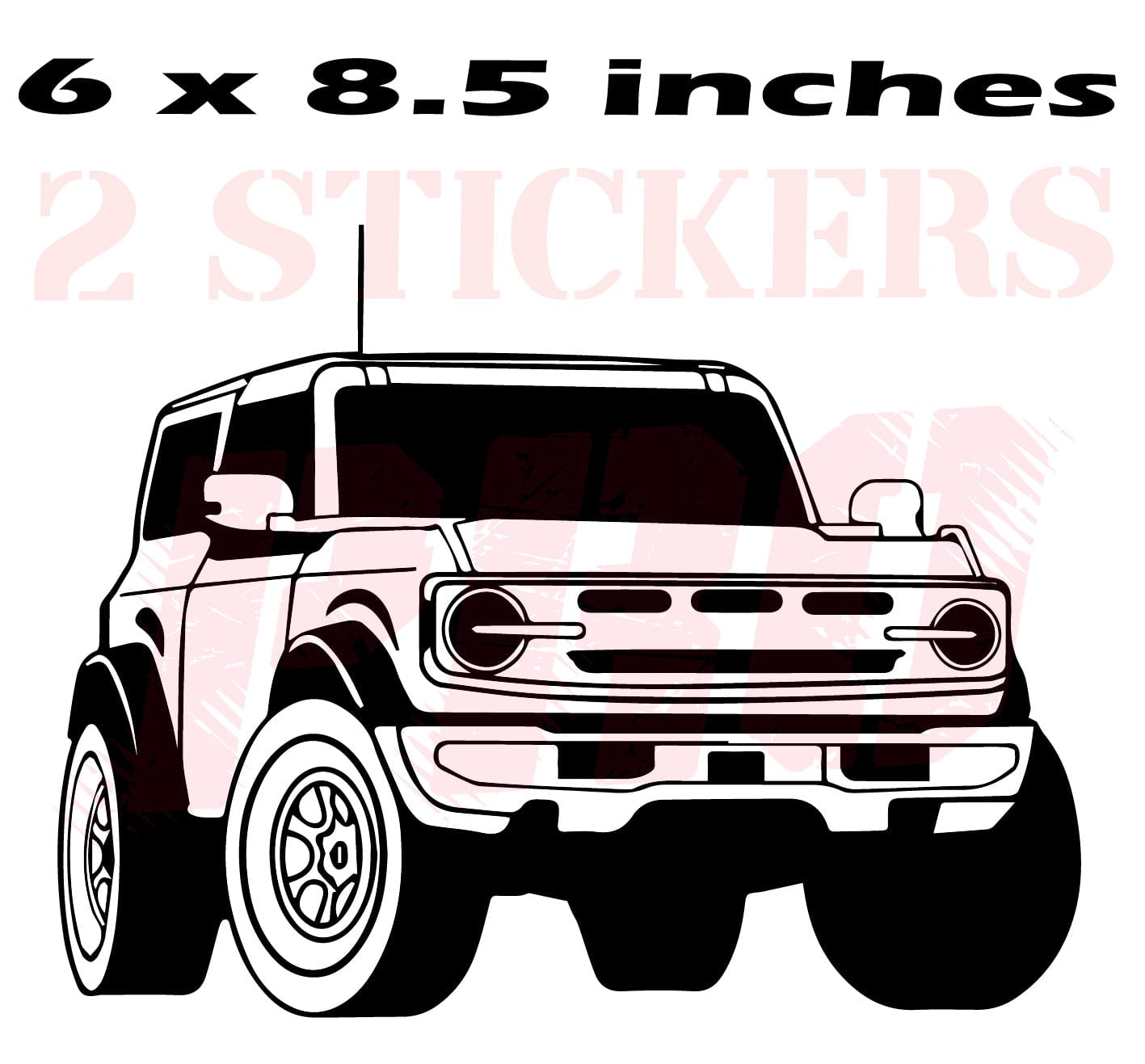 Vinyl 2 Stickers Ford Bronco Car Interior Table Decal Man Gifts wall decals Size: 6x8.5 inches.