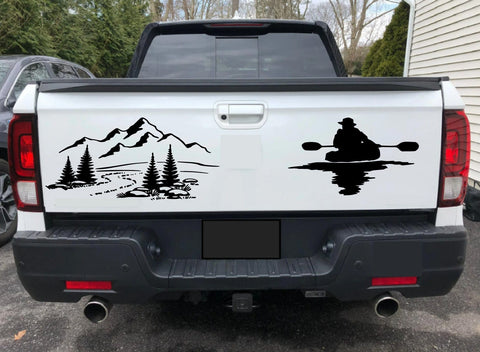 Stickers Compatible with Honda Ridgeline Forest Mountain Kayak Logo Design
