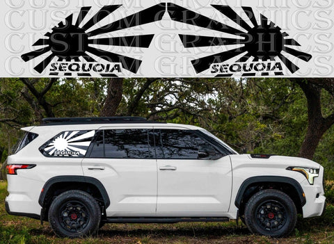 Vinyl Sticker Compatible With Toyota Sequoia Flag Window Design