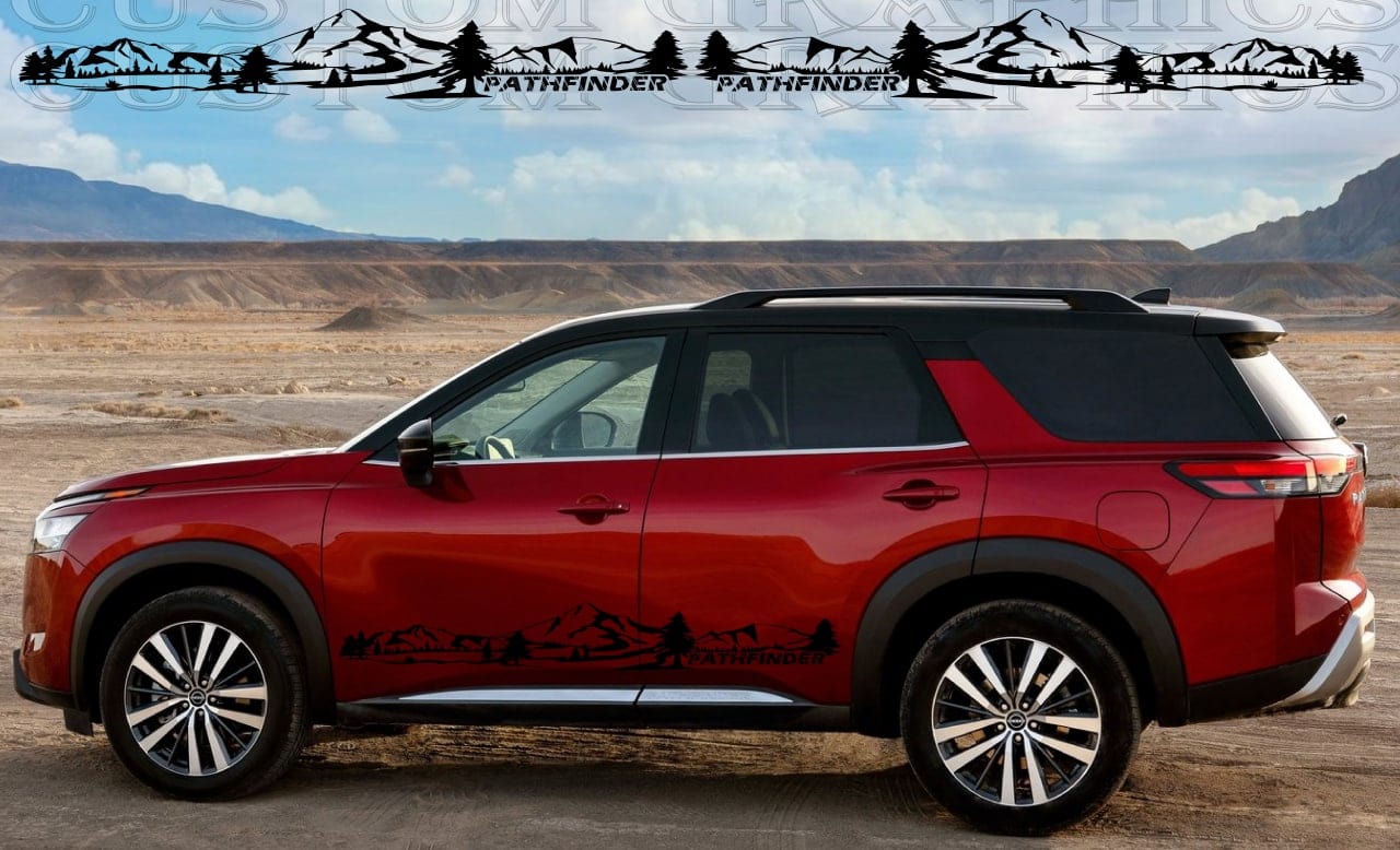 New Graphic compatible with Nissan Pathfinder Car Sticker Mountain Design
