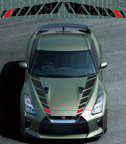 Hood Decal Sticker Vinyl Side Racing Stripes for Nissan GT-R Block Design