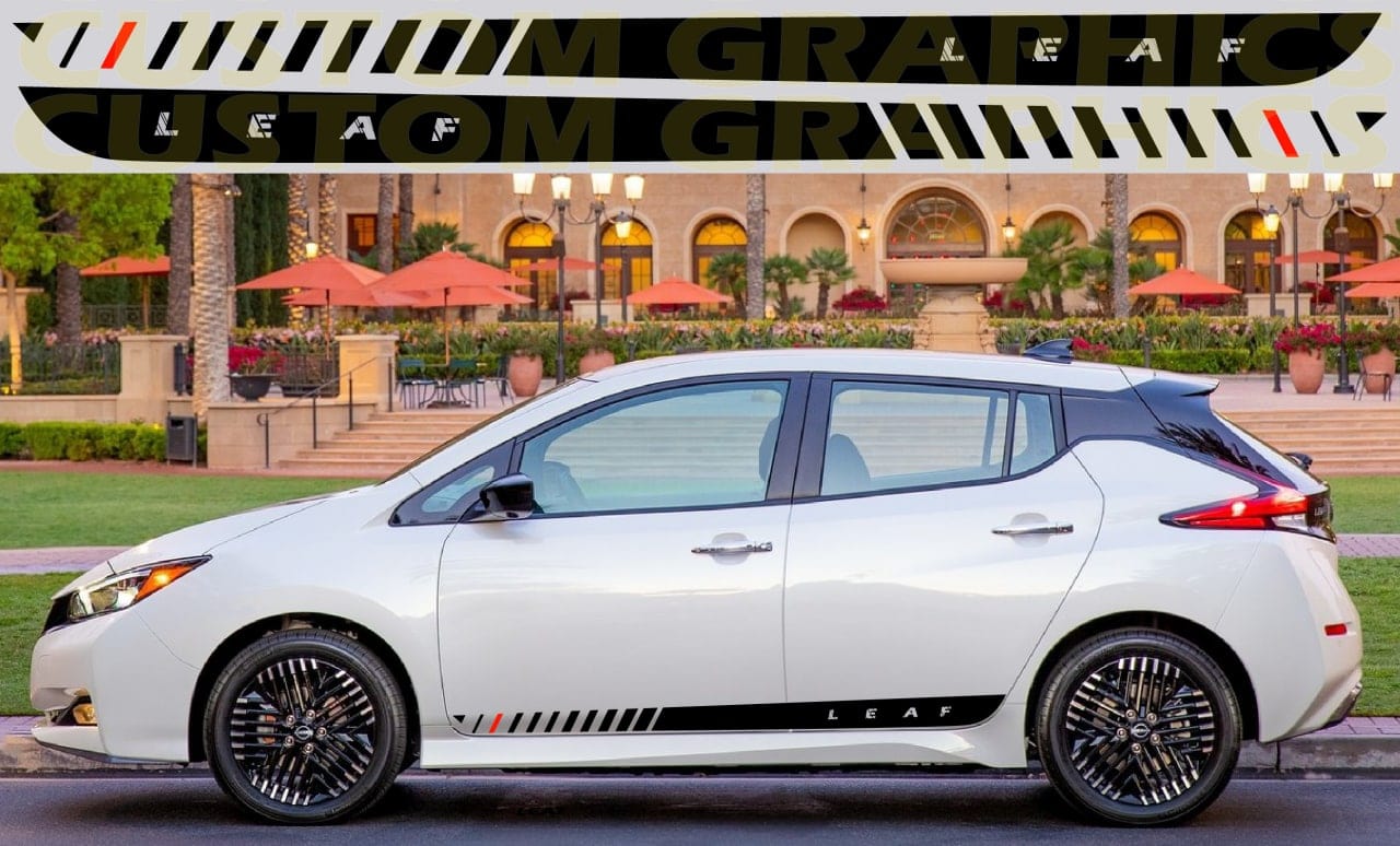 2x Autocollants en vinyle Bandes latérales de course pour Nissan Leaf Meilleur design 