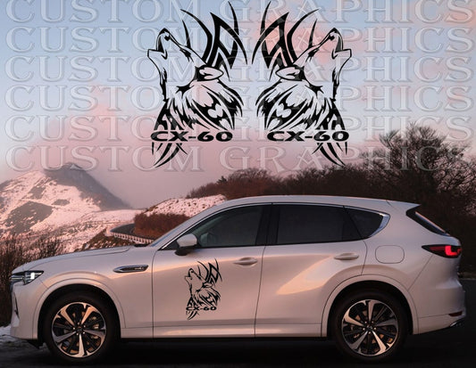 Autocollant compatible avec le nouveau kit carrosserie Mazda CX-60, décalcomanie Wolf Graphic