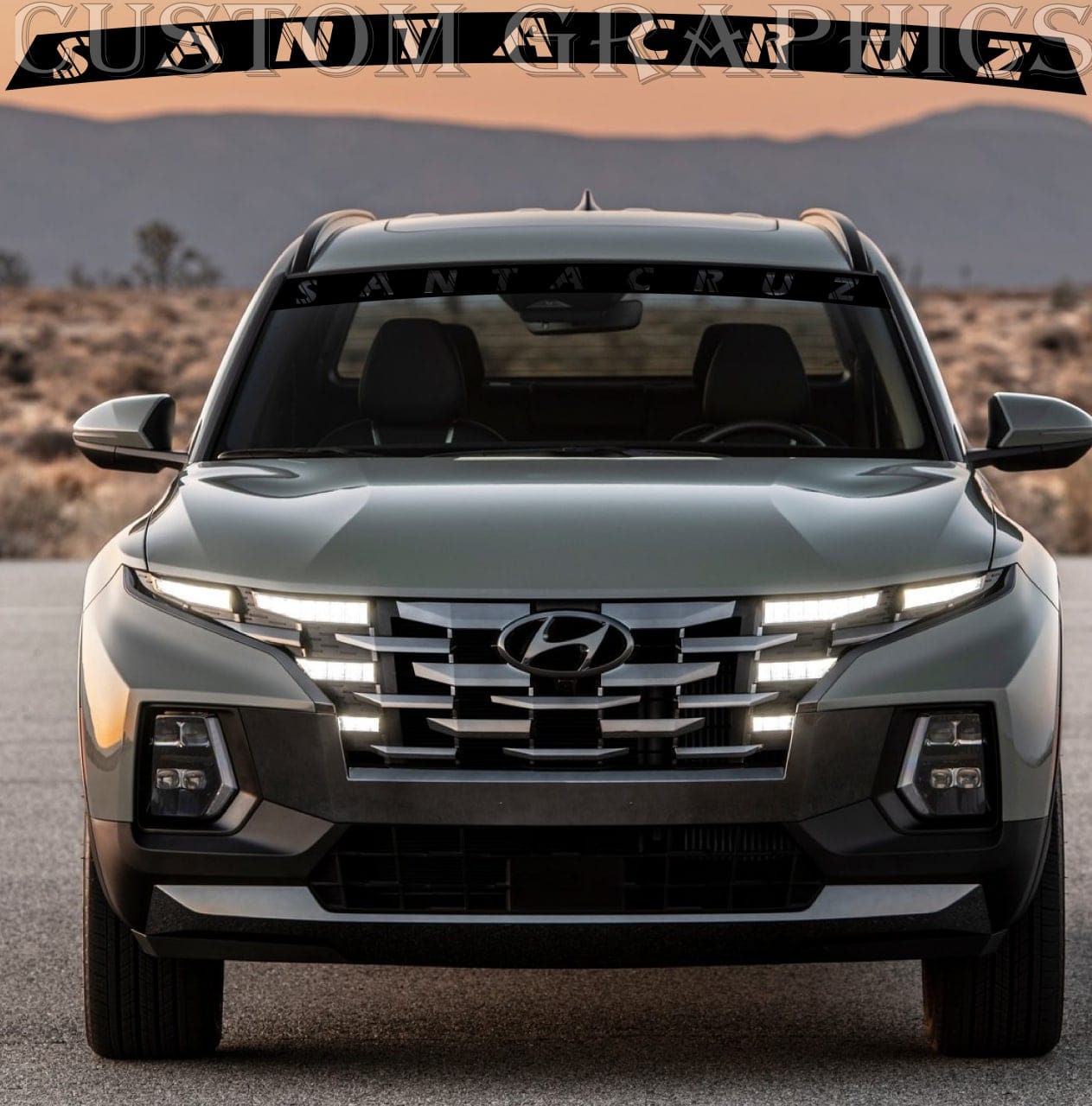 Premium Hood Window Sticker Compatible with for HYUNDAI Santa Cruz Mountain Design