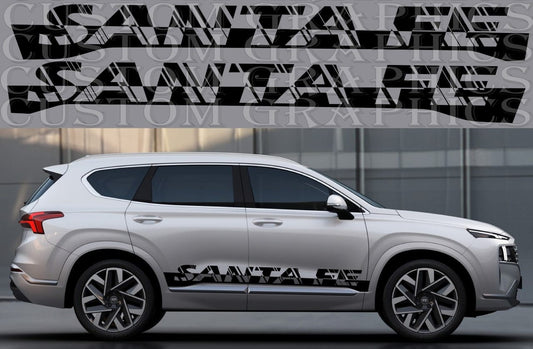 Sticker Compatible with Hyundai Santa Fe Decal Vinyl Side Door New Stripes