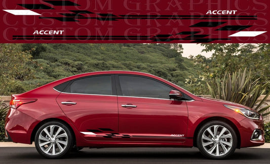 Stripes Compatible with Hyundai Accent Finish Design Vinyl