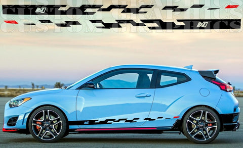 Stripes Compatible with Hyundai Veloster New N1 Block Design Decal Sticker