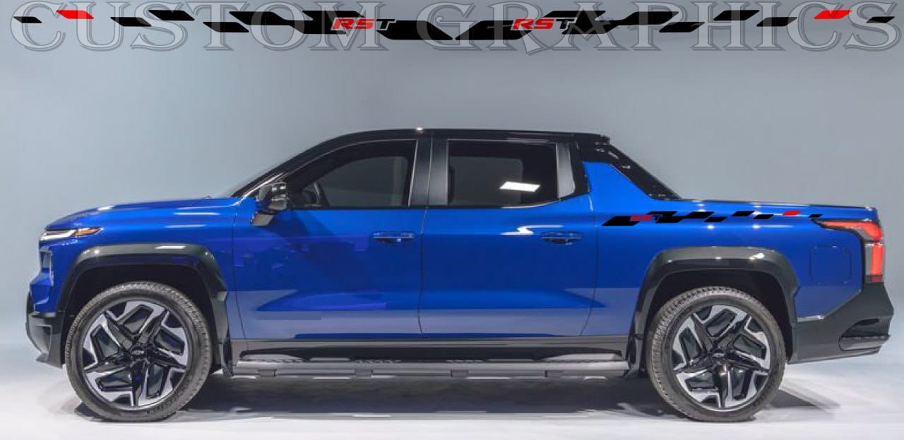 Autocollant en vinyle compatible avec la conception de la cabine Chevrolet Silverado EV RST