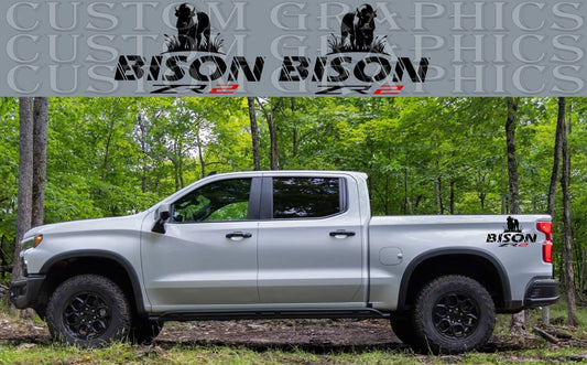 Autocollant en vinyle compatible avec le design de style Bison de Chevrolet Silverado ZR2
