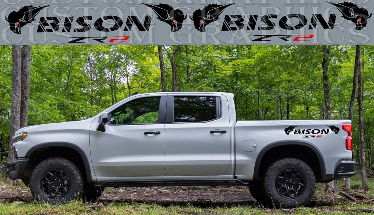 Vinyl Sticker Compatible With Chevrolet Silverado ZR2 Bison New Design