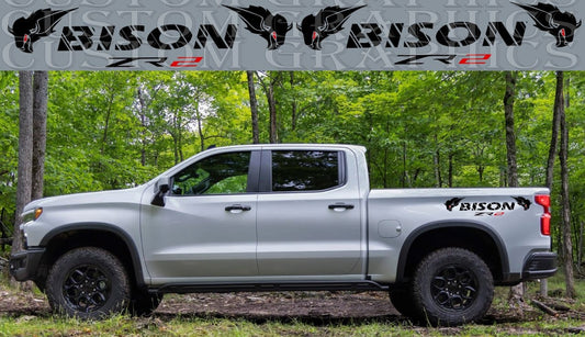Autocollant en vinyle compatible avec Chevrolet Silverado ZR2 Bison Nouveau design