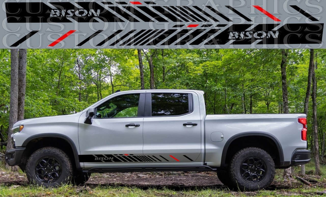 Vinyl Sticker Compatible With Chevrolet Silverado ZR2 Bison Line Design