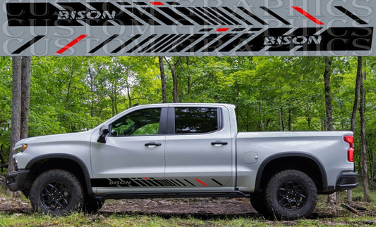 Autocollant en vinyle compatible avec le design de la ligne Bison de Chevrolet Silverado ZR2