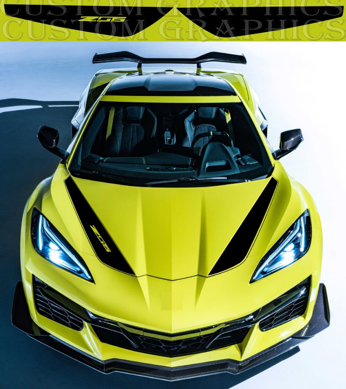 Autocollants compatibles avec les graphiques de conception de capot de Chevrolet Corvette Z06 