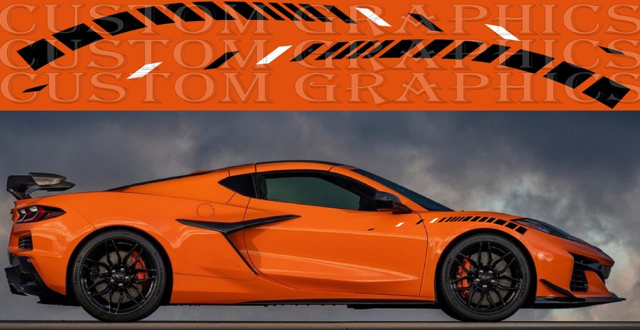 Autocollants compatibles avec le décalque en vinyle de conception de ligne de front Chevrolet Corvette Z06 
