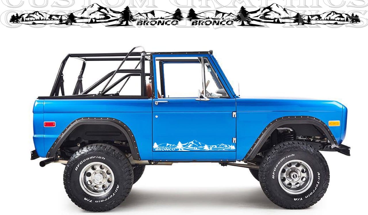 Premium Vinyl Stickers Decals Compatible With Ford Bronco 1th gen 1966-1977 Mountain Design