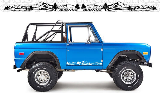 Premium Vinyl Stickers Decals Compatible With Ford Bronco 1th gen 1966-1977 Mountain Design