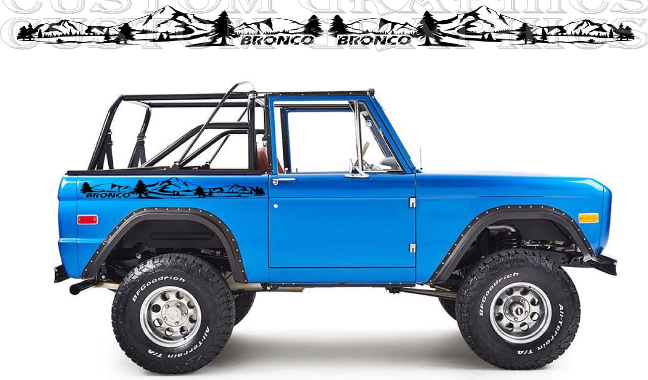 Premium Vinyl Stickers Decals Compatible With Ford Bronco 1th gen 1966-1977 Mountain Design