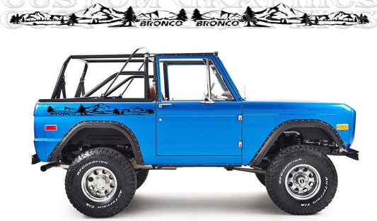 Premium Vinyl Stickers Decals Compatible With Ford Bronco 1th gen 1966-1977 Mountain Design