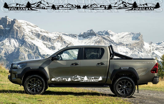 Autocollants en vinyle pour voiture de style Toyota Hilux, design de montagne attrayant
