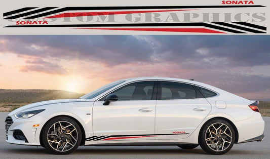 Vinyl Graphics 2 color Best Design Decal Sticker Vinyl Side Racing Stripes for Hyundai Sonata