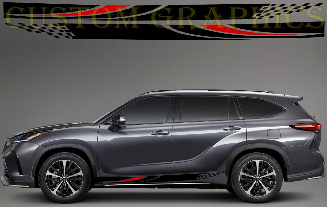Vinyl Graphics 2 Color Crazy Line Design Vinyl Stripes Compatible with Toyota Highlander