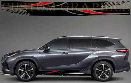 Vinyl Graphics 2 Color Crazy Line Design Vinyl Stripes Compatible with Toyota Highlander