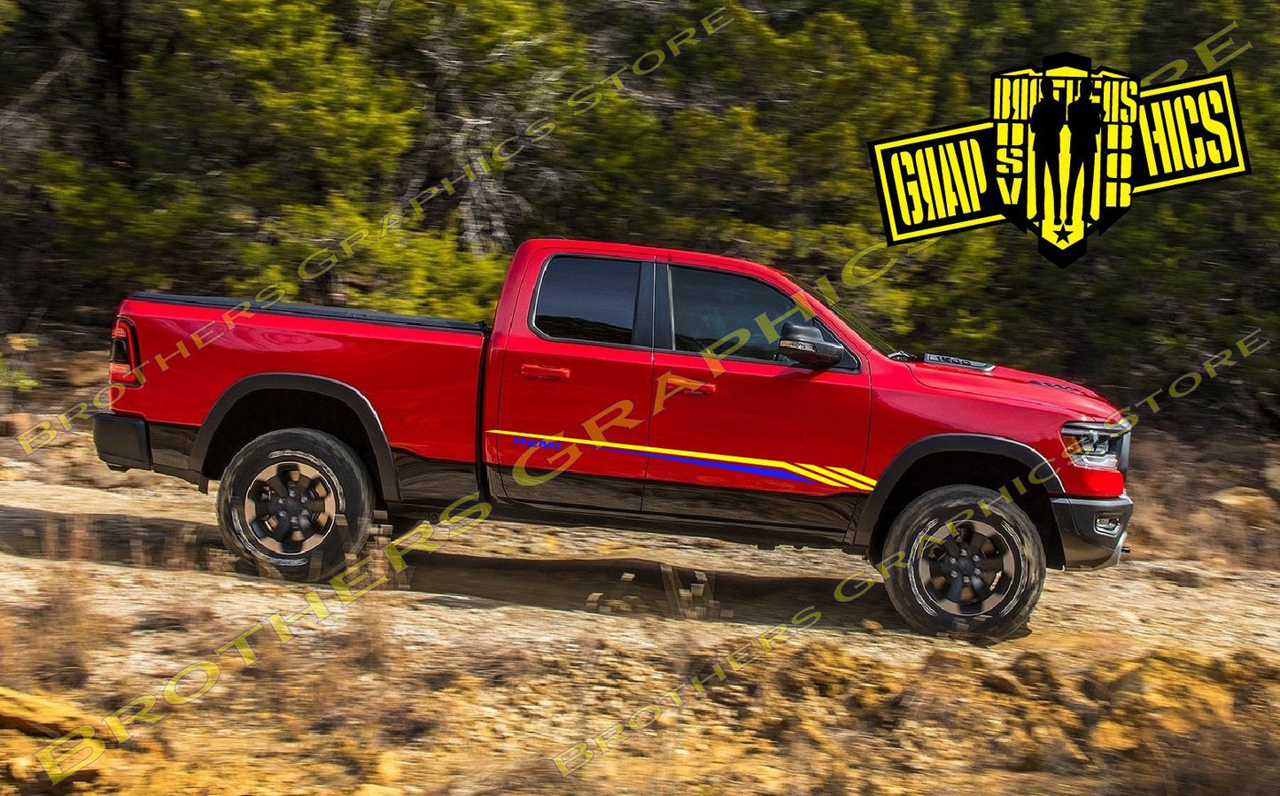 Autocollants graphiques en vinyle 2 couleurs pour Dodge Ram