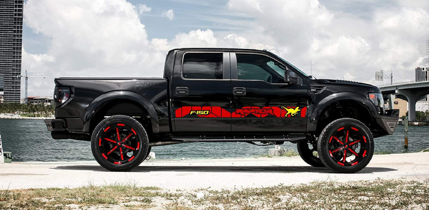 Autocollants en vinyle compatibles avec Ford F-150 Raptor2 bandes de course colorées