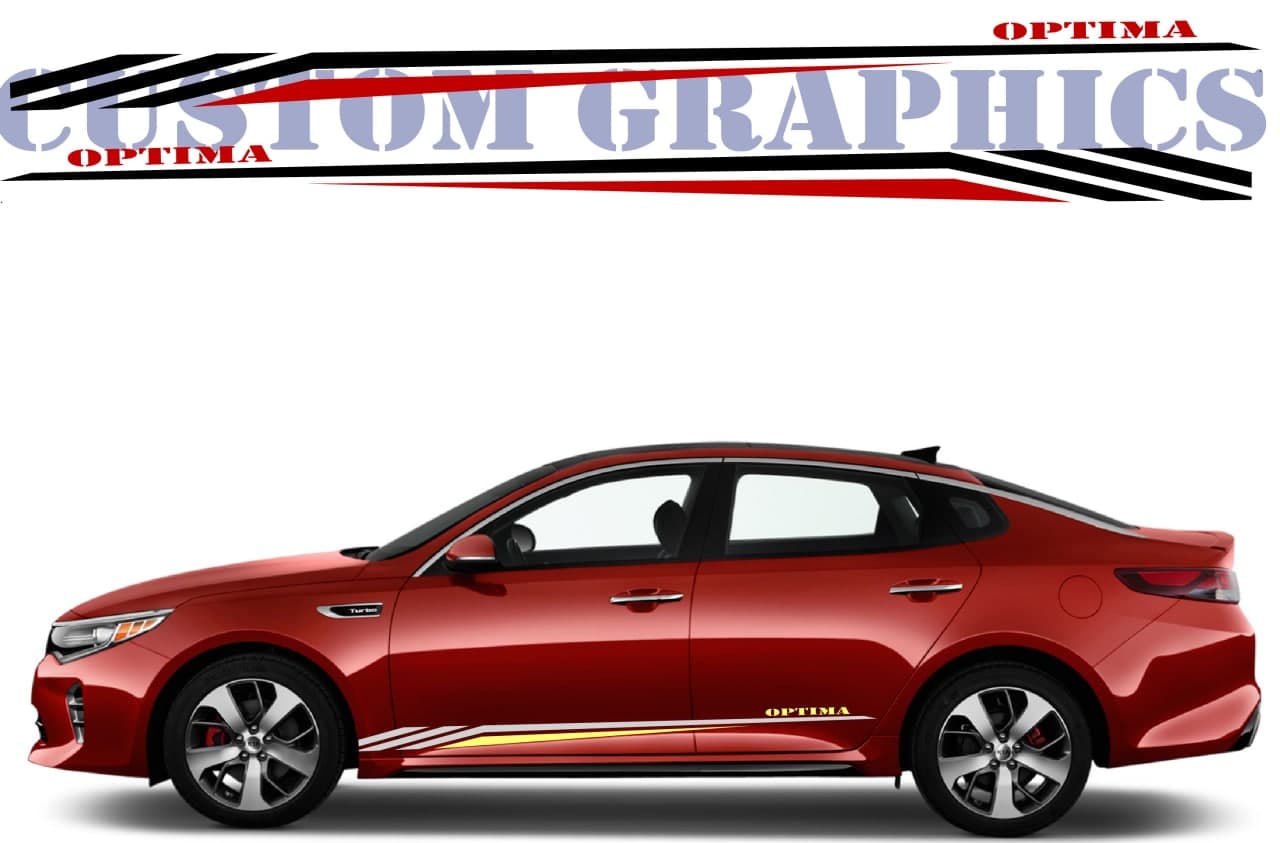 Vinyl Graphics 2 colors Design Decal Sticker Vinyl Side Racing Stripes Compatible with Kia Optima