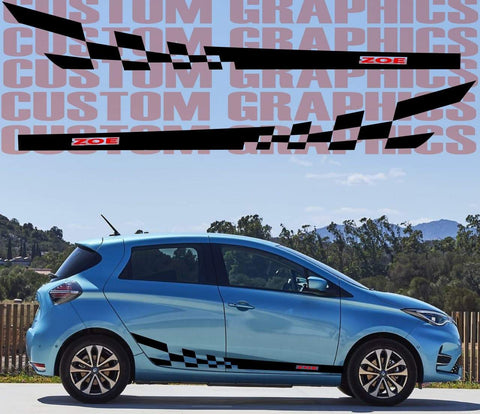 Vinyl Graphics 2 Colors Finish Line Design Graphic Compatible with Renault Zoe