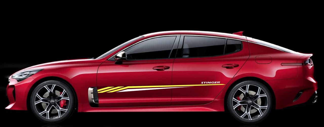 Vinyl Graphics 2 colors line Design Decal Sticker Vinyl Side Racing Stripes Compatible with Kia Stinger