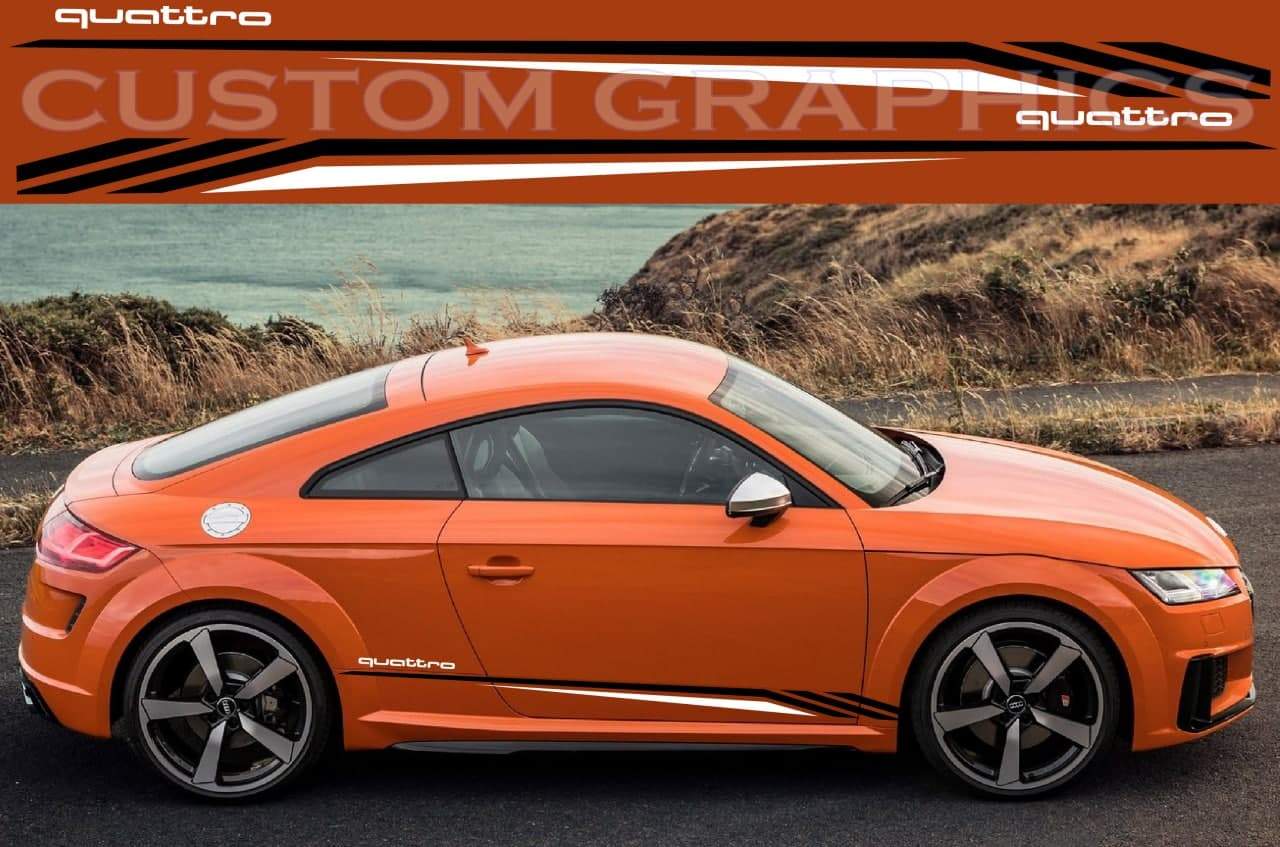 Vinyl Graphics 2 colors Special Graphics Racing Sticker Car Side Vinyl Stripes Compatible with Audi TT