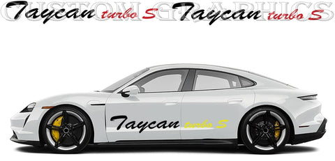 Vinyl Graphics 2x Color Block Design Vinyl Sticker Compatible With Porsche Taycan Turbo S Cross_Turismo 2022