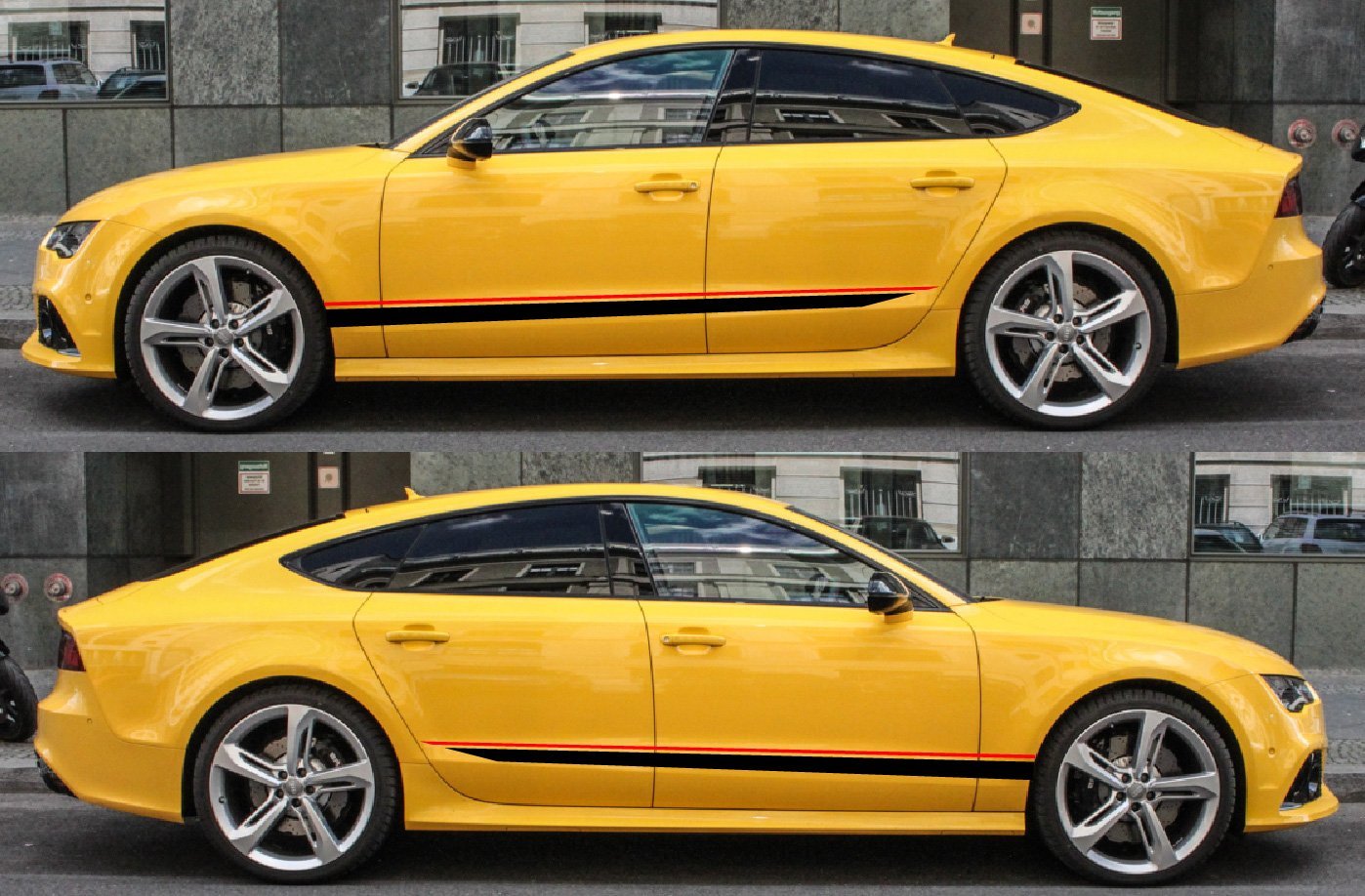 2x Autocollants de couleur en vinyle Bandes latérales de course pour AUDI A7