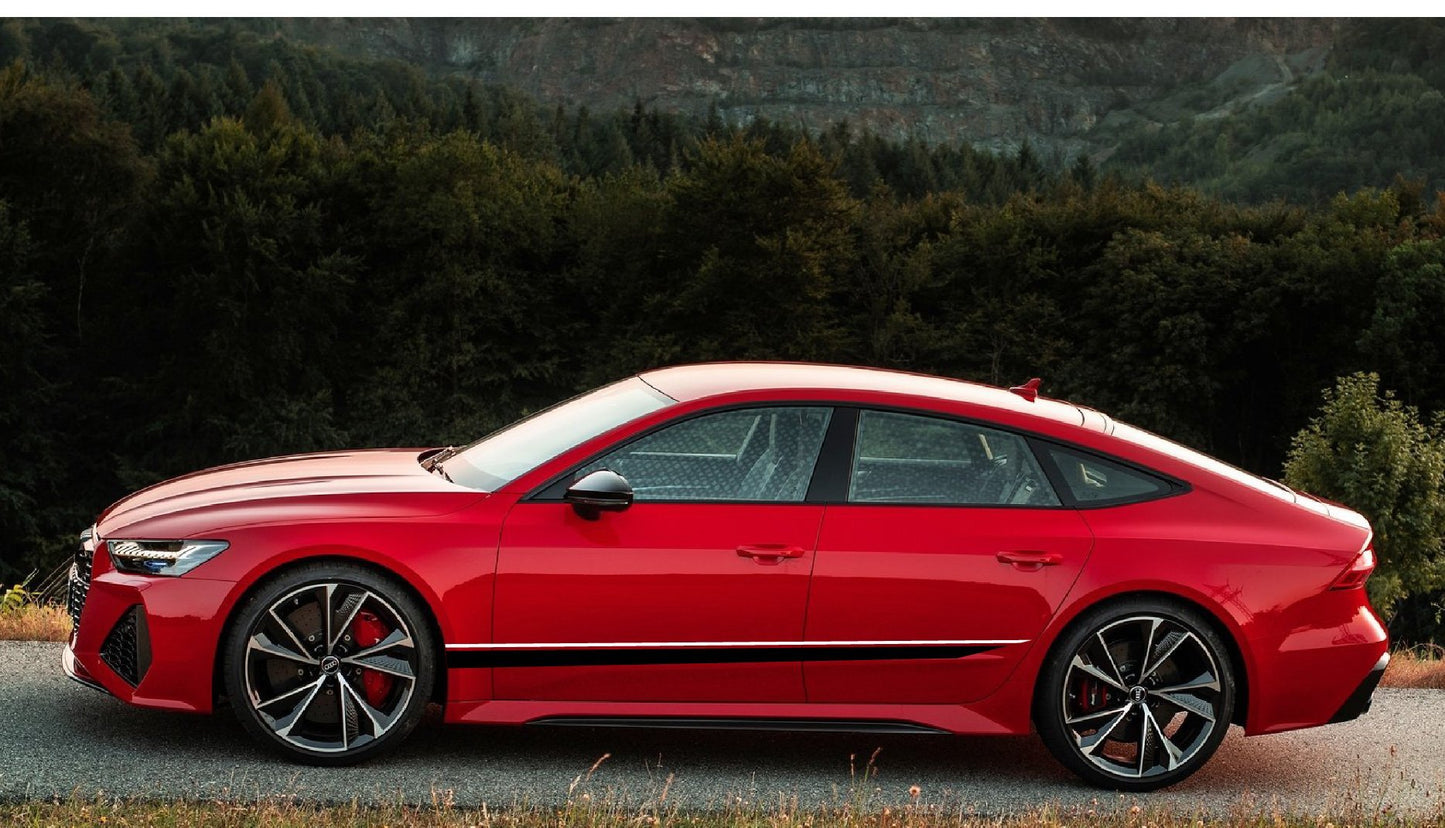 2x Autocollants de couleur en vinyle Bandes latérales de course pour AUDI A7