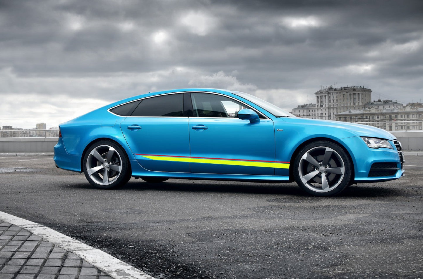 2x Autocollants de couleur en vinyle Bandes latérales de course pour AUDI A7