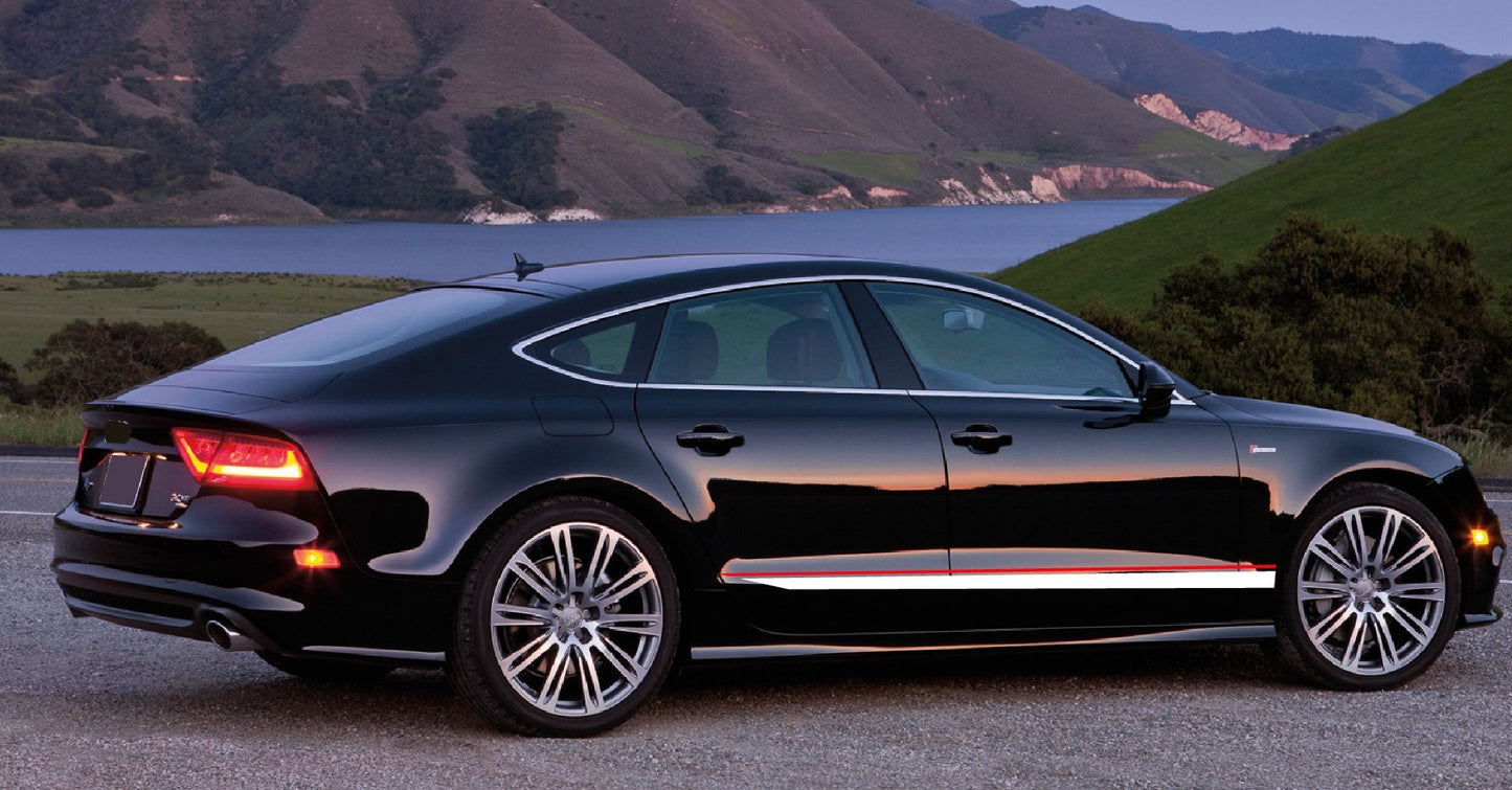 2x Autocollants de couleur en vinyle Bandes latérales de course pour AUDI A7