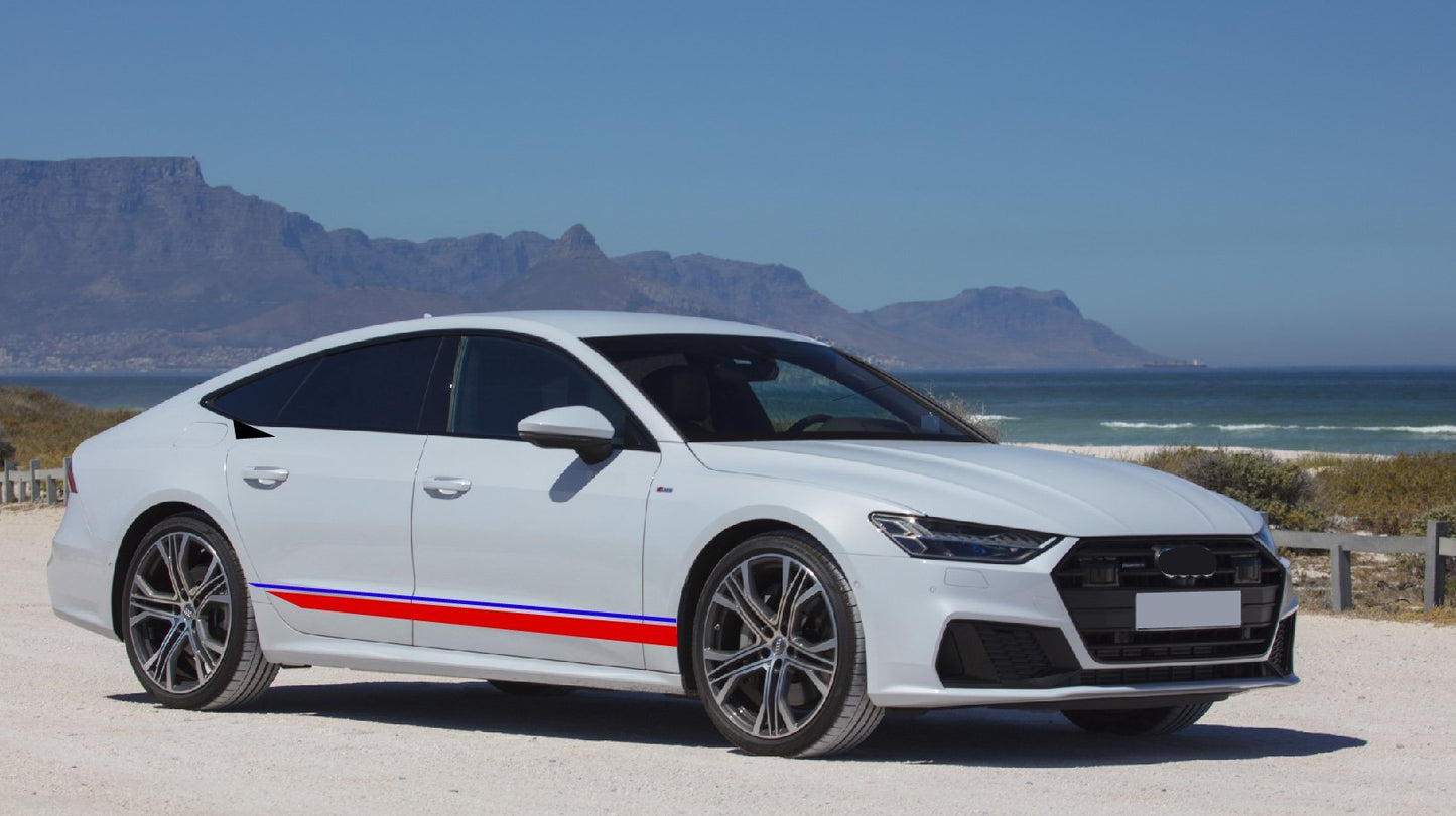 2x Autocollants de couleur en vinyle Bandes latérales de course pour AUDI A7