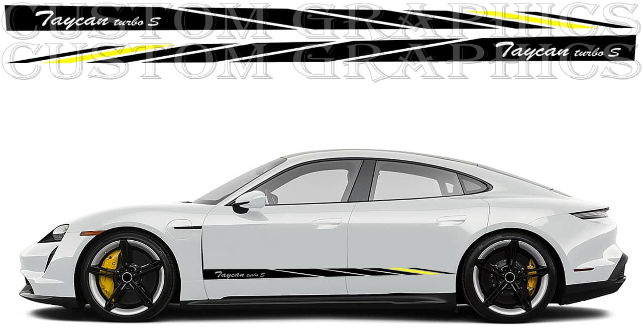 Vinyl Graphics 2x Color Figure Design Vinyl Sticker Compatible With Porsche Taycan Turbo S Cross_Turismo 2022